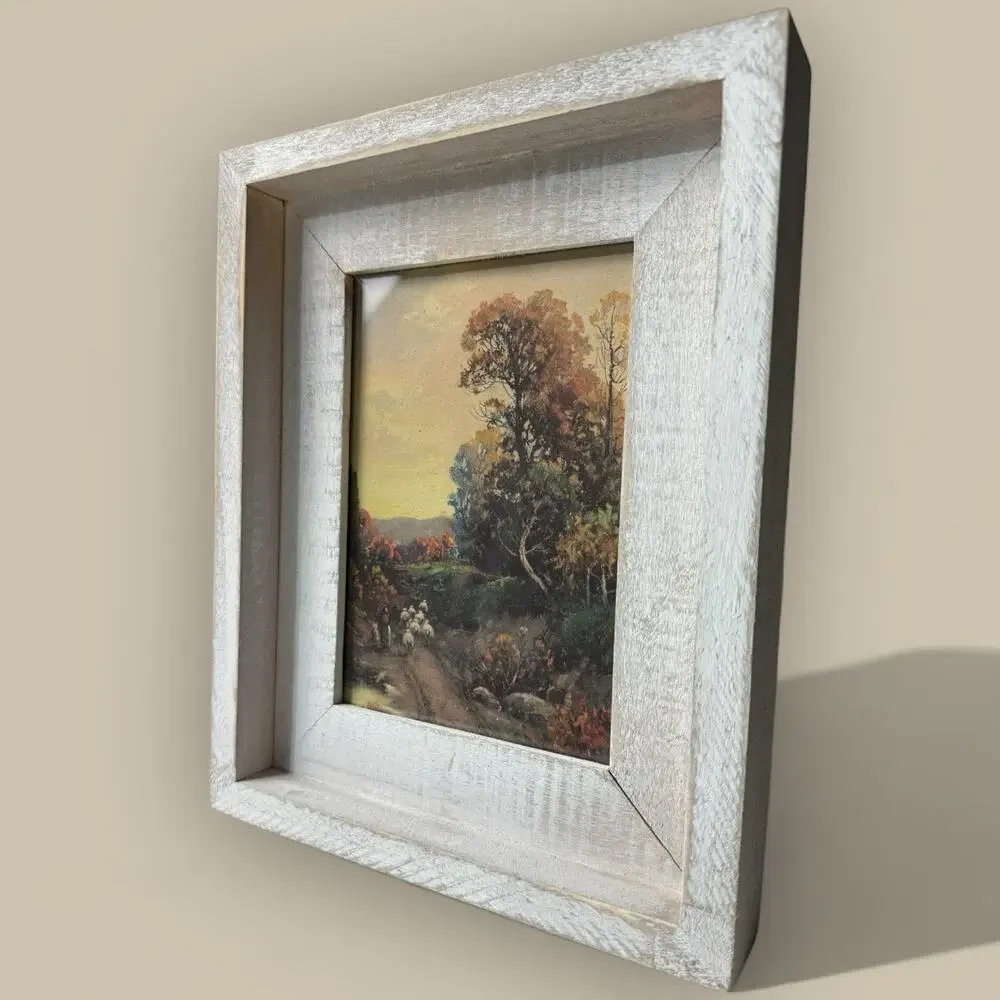 Vtg Art Print Cottagecore Moody Dark Home Decor Framed Artwork Fall Trees 5x7
